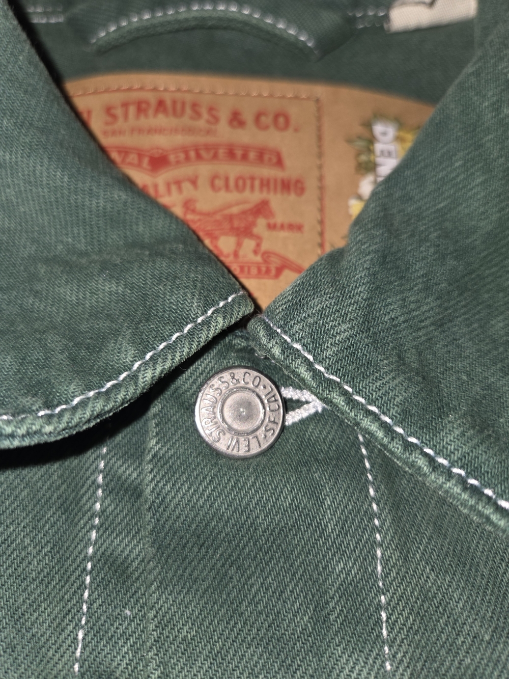 Denim Tears x Levi's Type-2 Long-Sleeve Green Denim Jacket. Size Large - Picture 5 of 9